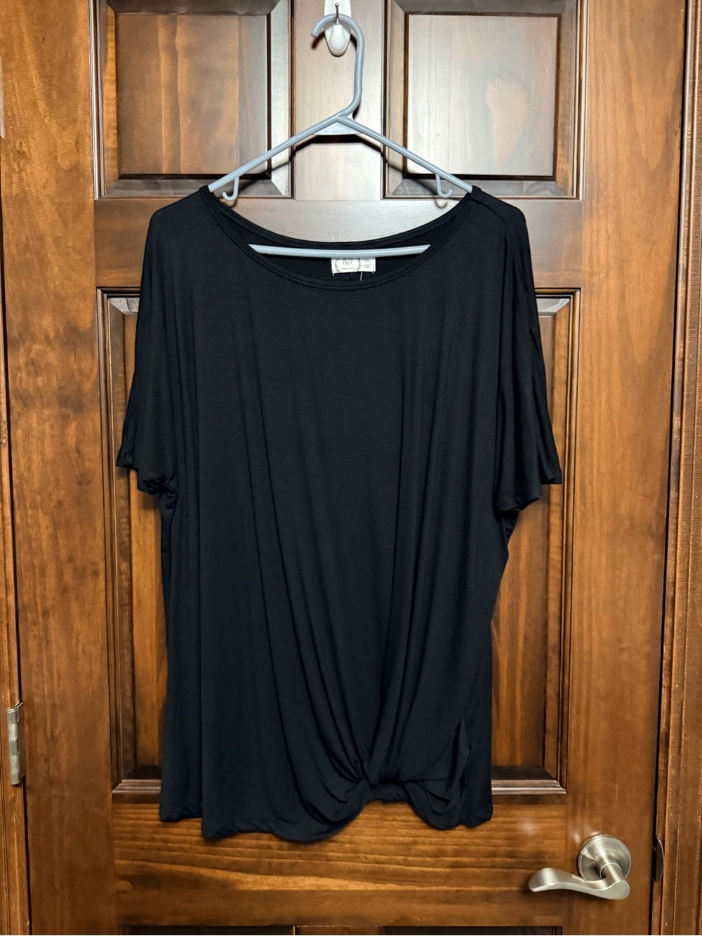 Maurices Black Short-Sleeve Knot-Front Tee